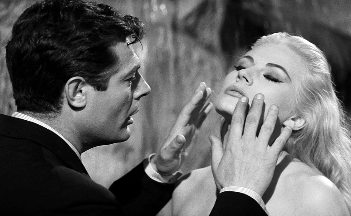 Federico Fellini Marcello Mastroianni Anita Ekberg Az édes élet La Dolce Vita