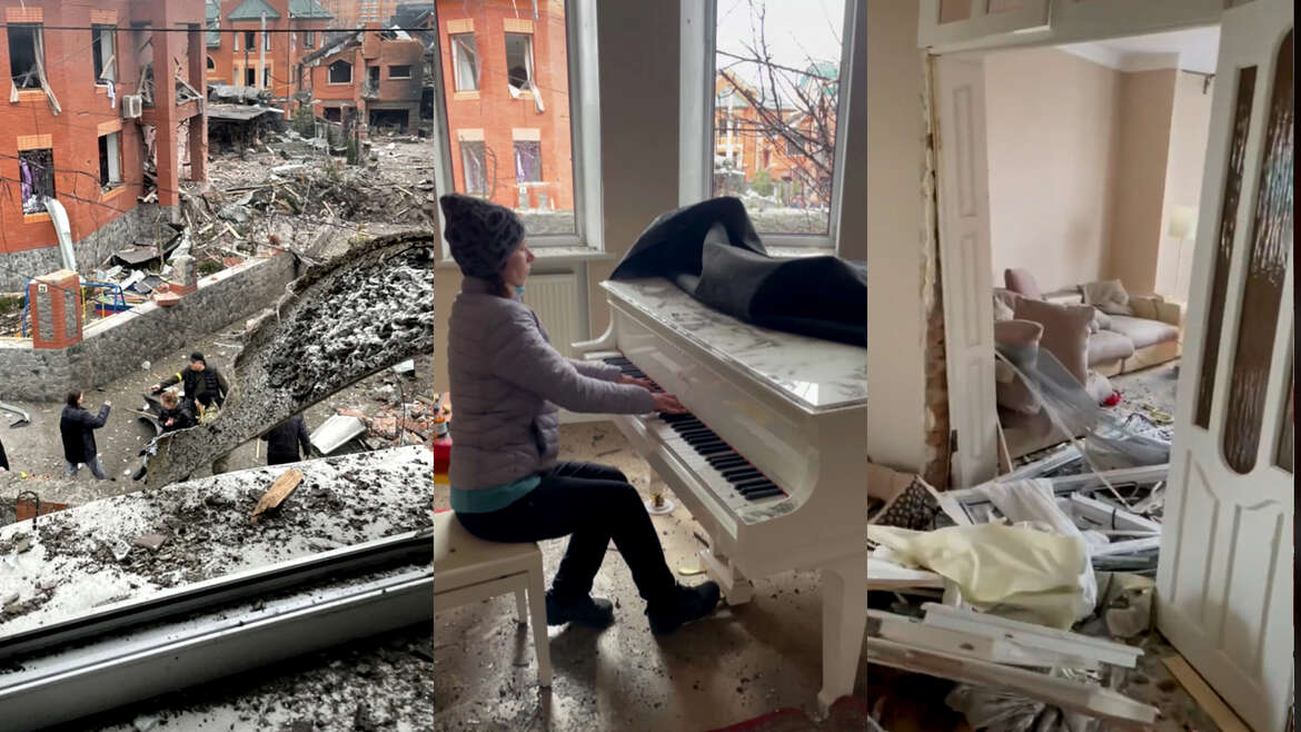 Szívszaggató búcsú: Irina Maniukina utolsó zongorajátéka lebombázott házukban